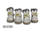 Fashion anti-slip leather cotton waterproof pet boots (For small to medium sized pets)