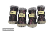 Fashion anti-slip leather cotton waterproof pet boots (For small to medium sized pets)