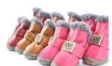 Fashion anti-slip leather cotton waterproof pet boots (For small to medium sized pets)