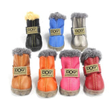 Fashion anti-slip leather cotton waterproof pet boots (For small to medium sized pets)