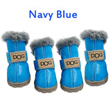 Fashion anti-slip leather cotton waterproof pet boots (For small to medium sized pets)