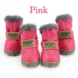 Fashion anti-slip leather cotton waterproof pet boots (For small to medium sized pets)