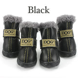 Fashion anti-slip leather cotton waterproof pet boots (For small to medium sized pets)