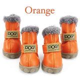 Fashion anti-slip leather cotton waterproof pet boots (For small to medium sized pets)