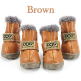 Fashion anti-slip leather cotton waterproof pet boots (For small to medium sized pets)