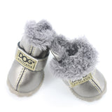 Fashion anti-slip leather cotton waterproof pet boots (For small to medium sized pets)