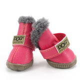 Fashion anti-slip leather cotton waterproof pet boots (For small to medium sized pets)