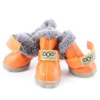 Fashion anti-slip leather cotton waterproof pet boots (For small to medium sized pets)