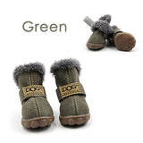 Fashion anti-slip leather cotton waterproof pet boots (For small to medium sized pets)